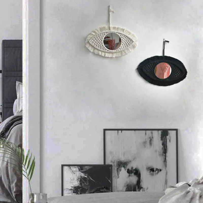 New arrival hot sale handmade macrame wall hanging " eye shape haing evil eyes Demon Eye | Decorative Mirrors