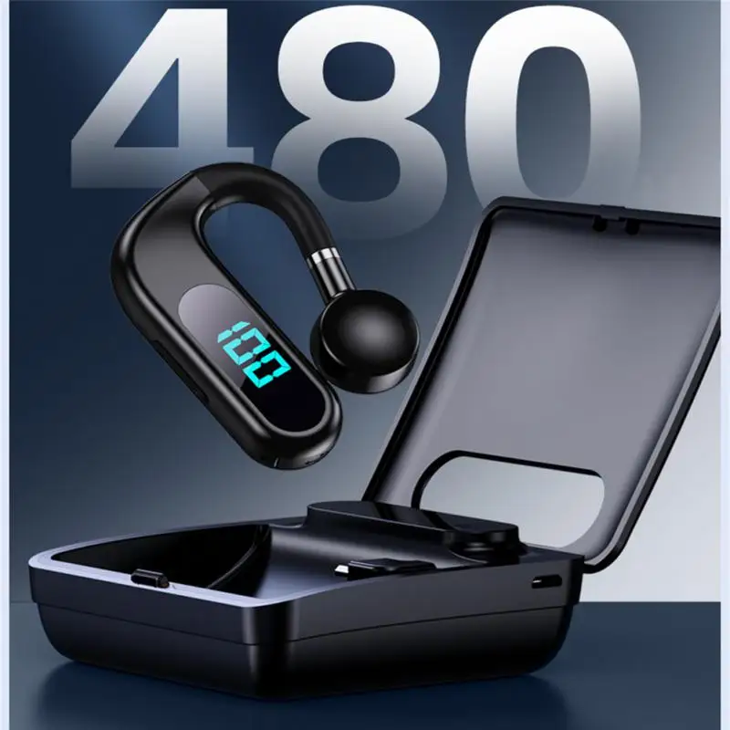 

Led Digital Display Bone Conduction Headset Dc 5v S30 Wireless Headset Waterproof Commercial Sports Ear Hook Single Ear Rotary