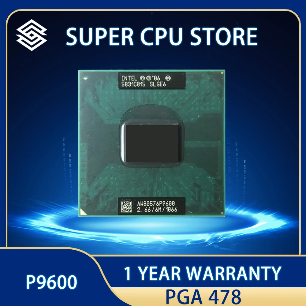 

Процессор Intel Core 2 Duo Mobile P9600 SLGE6 6 6 Мб 25 Вт 2,6 ГГц двухъядерный двухпотоковый PGA478