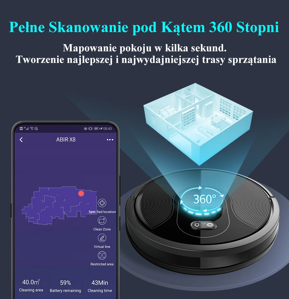 Робот sprzatajacy пылесос + Швабра ABIR X8