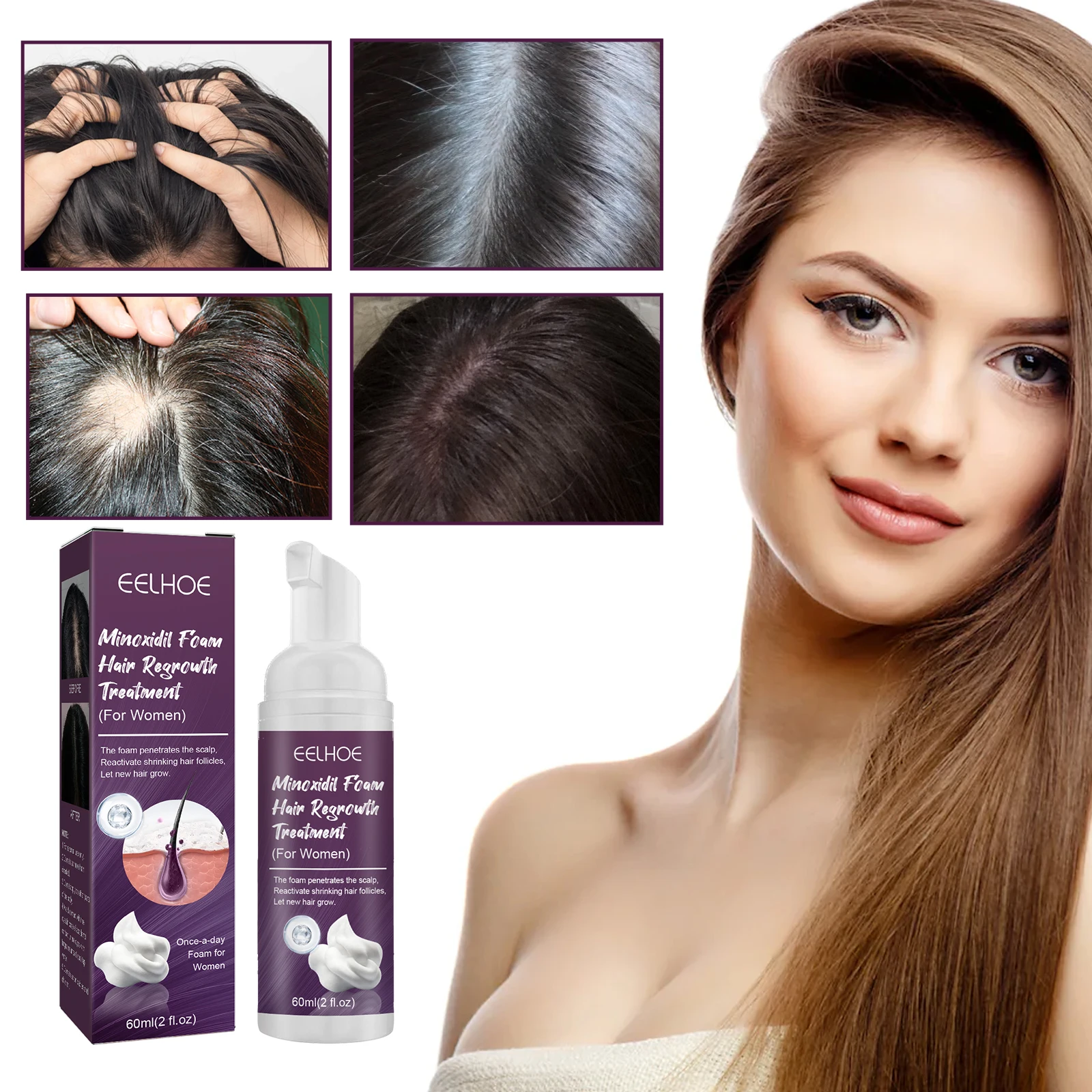 

EELHOE Foam Fast Hair Growth Oil Hair Regrowth Serum Hair Thinning Treatment Hair Growth Liquid Anti-Hair Loss for Women & Men