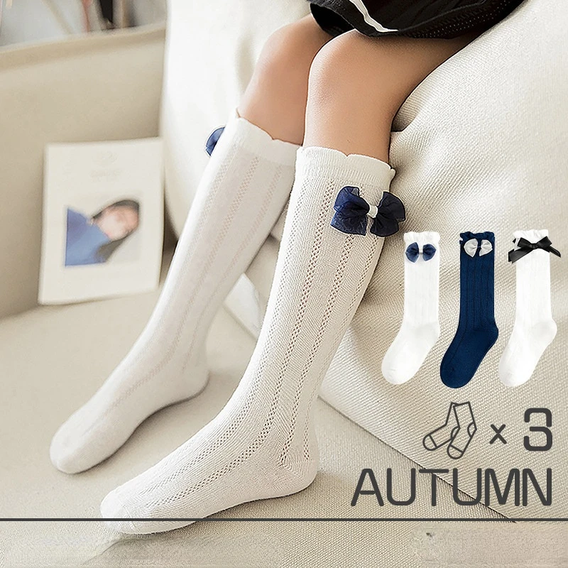 

3 pairs Children Girls summer Cotton breathable Flowers Ruffle Lace Princess Mesh Leg Knee High Socks for Kid Toddler Clothing