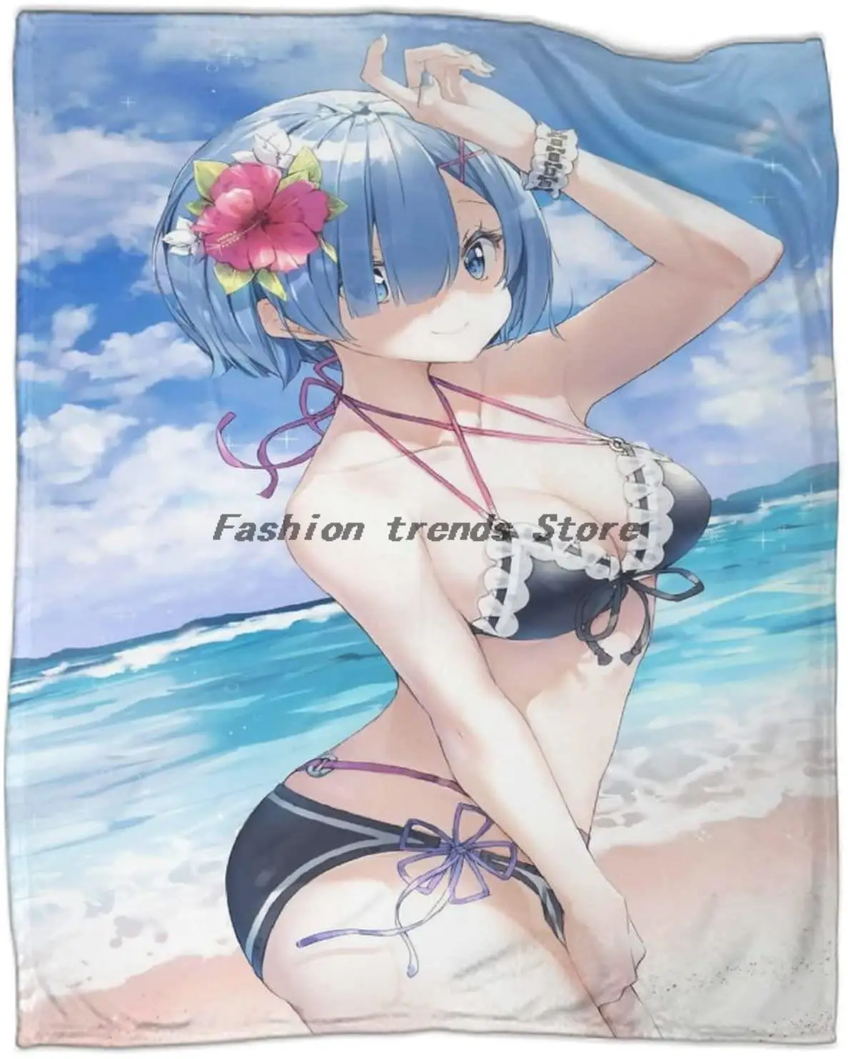 

Blanket Sexy Swimsuit Rem Anime Re Zero Throw Blanket Lightweight Soft Cozy Flannel Sofa Bed For Anime Fans And Otaku