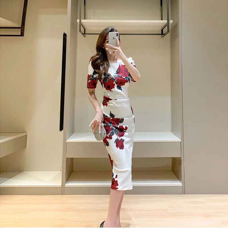 

Womens Short sleeves striped dresses Sexy Square collar Striped Office Work Business Casual Pencil Sheath Dress slim