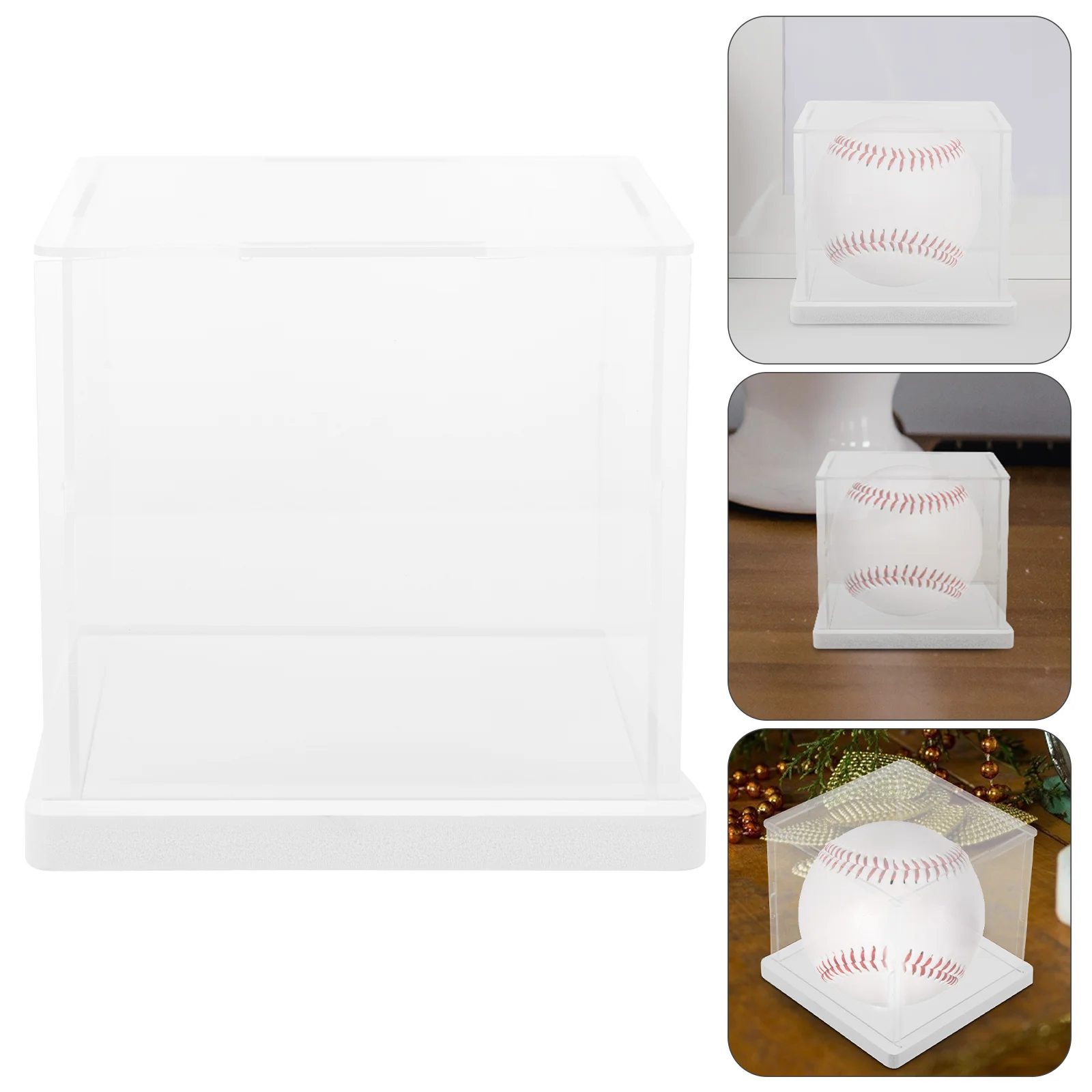 

1 Set Baseball Display Box Tabletop Baseball Case Transparent Baseball Holder