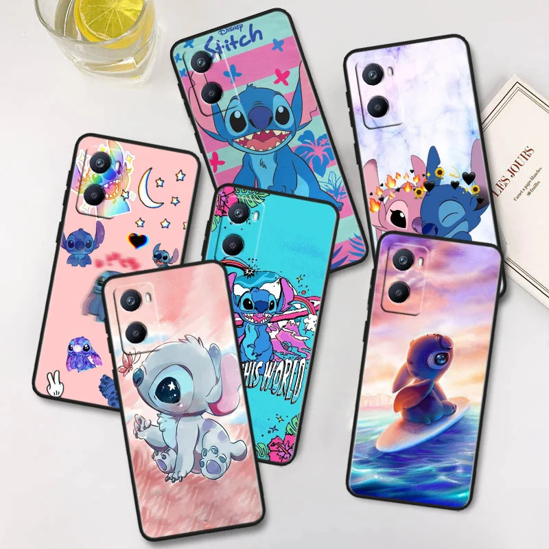 

Disney Cute Stitch Phone Case For OPPO A56S A55 A54S A53S A52 A33 A32 A31 A16S A16 A12 A11S A9 A5 2020 Black Cover