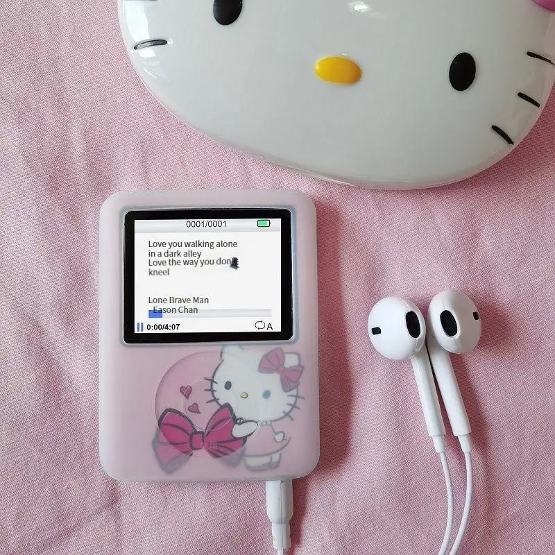 New Style Sanrio Hello Kitty Student Mp3 Anime Figure Sports Portable Mini Music Walkman Kawaii Put Out Listening To Music Gift