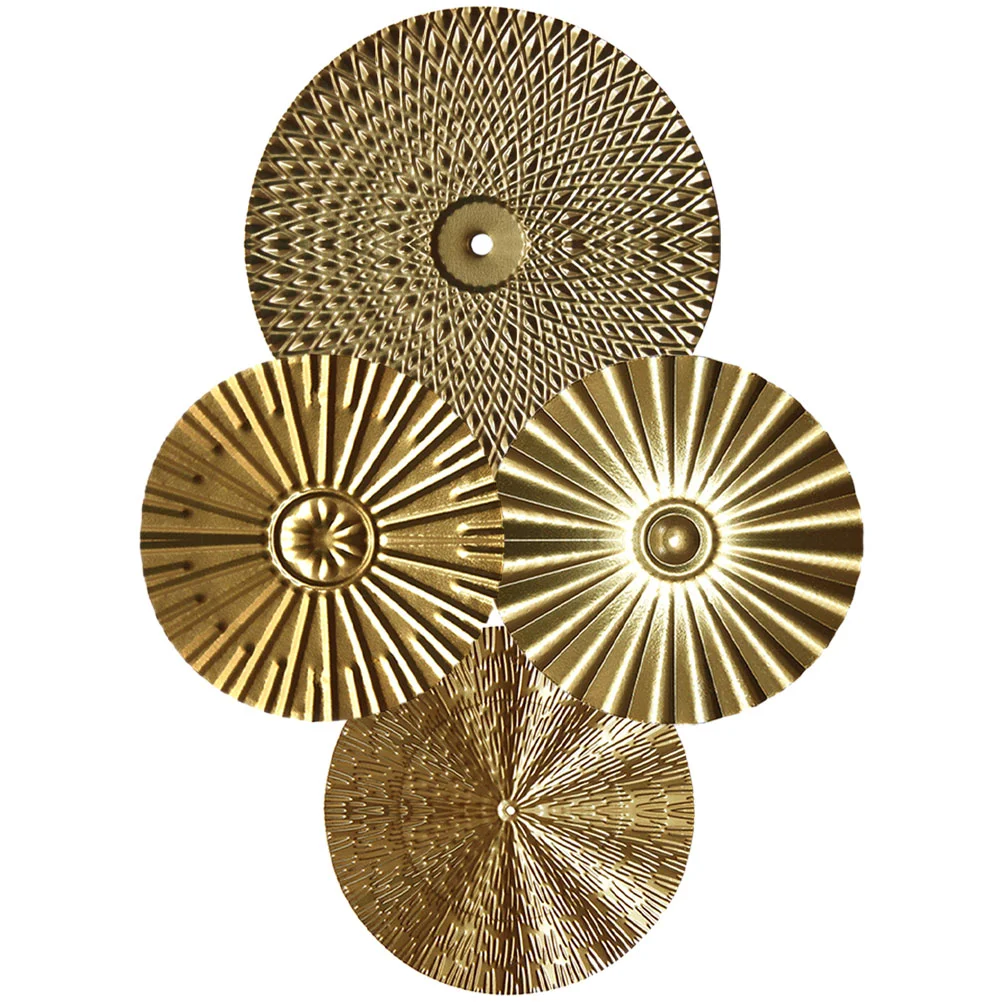 

4 Pcs Home Decoration Wrought Iron Wall Wavy Metal Hanging Indoor Disc Office House
