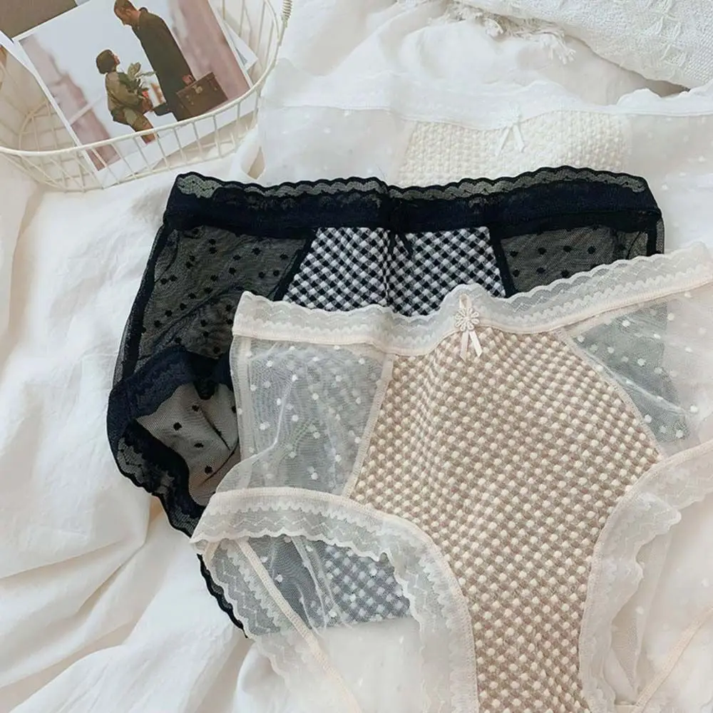 

Женские хлопковые трусы в клетку, в японском стиле