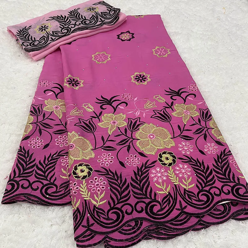 

25 + 2 ярда, хлопковая нигерийская кружевная ткань, Высококачественная швейцарская вуаль, кружевная ткань с камнями, вышитые африканские сухи...