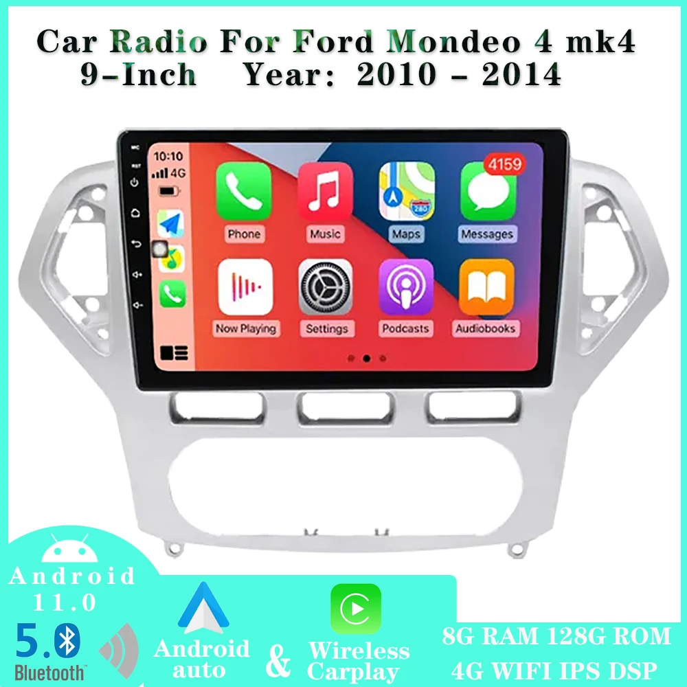 

Android 11.0 Car Stereo For Ford Mondeo 4 mk4 2010-2014 Car Radio Bluetooth Multimedia Player GPS Navigation Carplay 4G