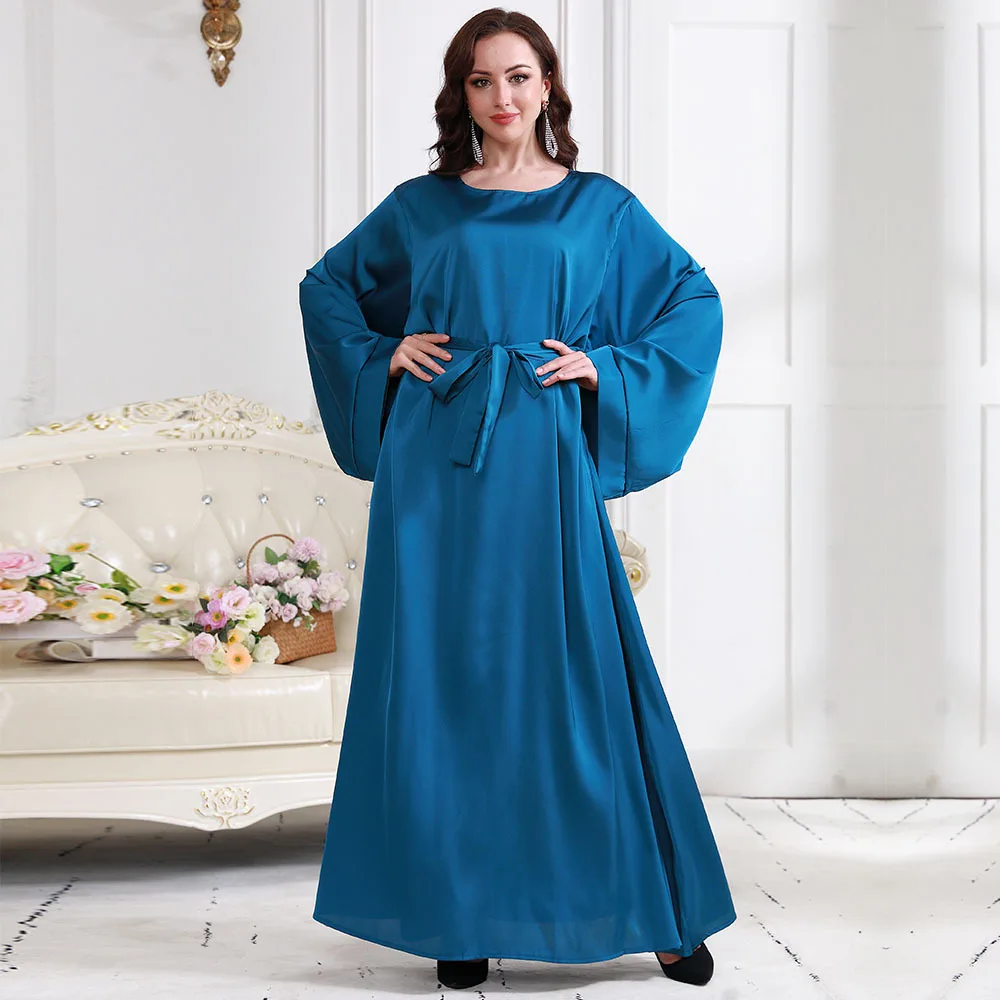 

Dubai Turkey Abaya Muslim Dress Women Long Sleeve Lace Up Isalmic Robe Ramadan Eid Elegant Morocco Kaftan Party Vestidos