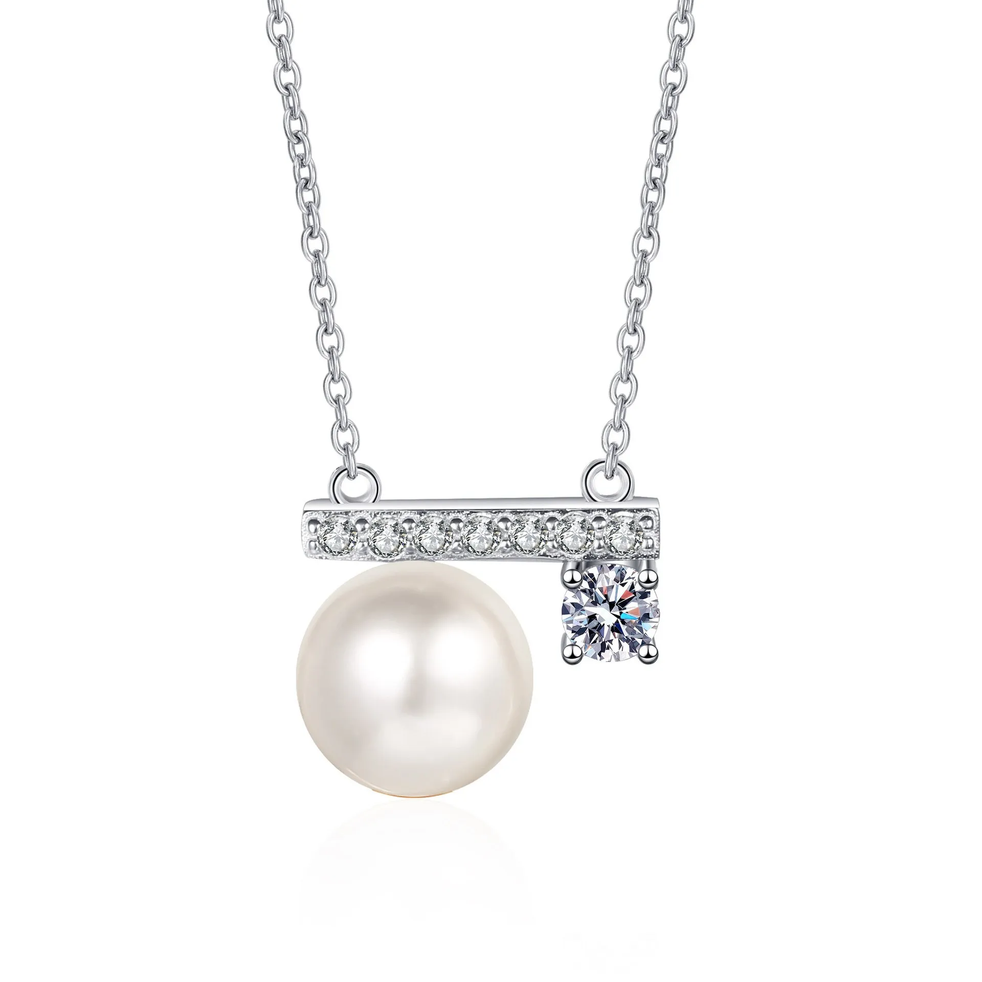 

AZ500-X Lefei Fashion Luxury Classic Elegant Moissanite Diamond-set Number 7 Pearl Necklace Women 925 Silver Party Charm Jewelry