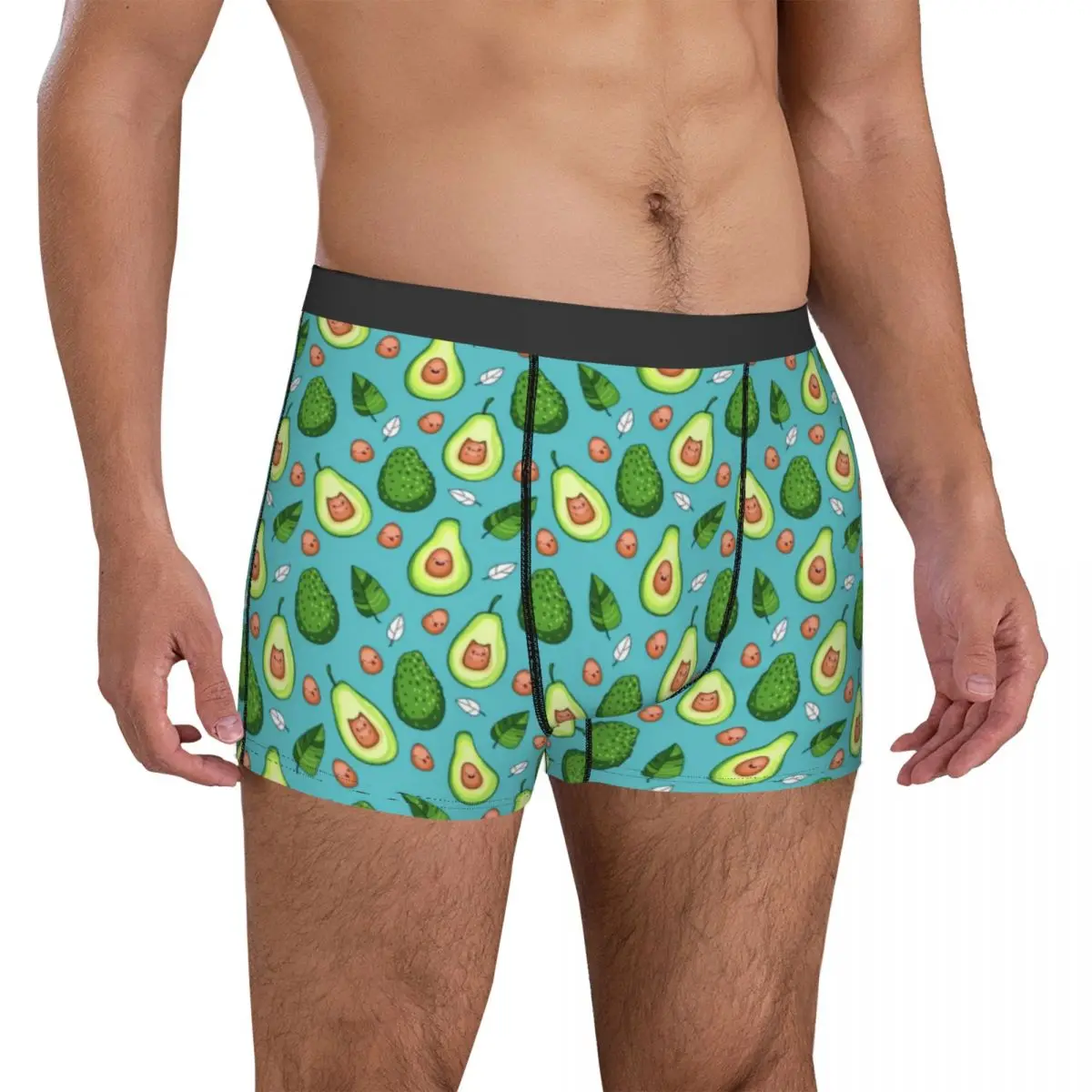 

Green Fruit Underwear Cute Avocado Print Men Shorts Briefs Cute Boxer Shorts High Quality Printing Plus Size Panties