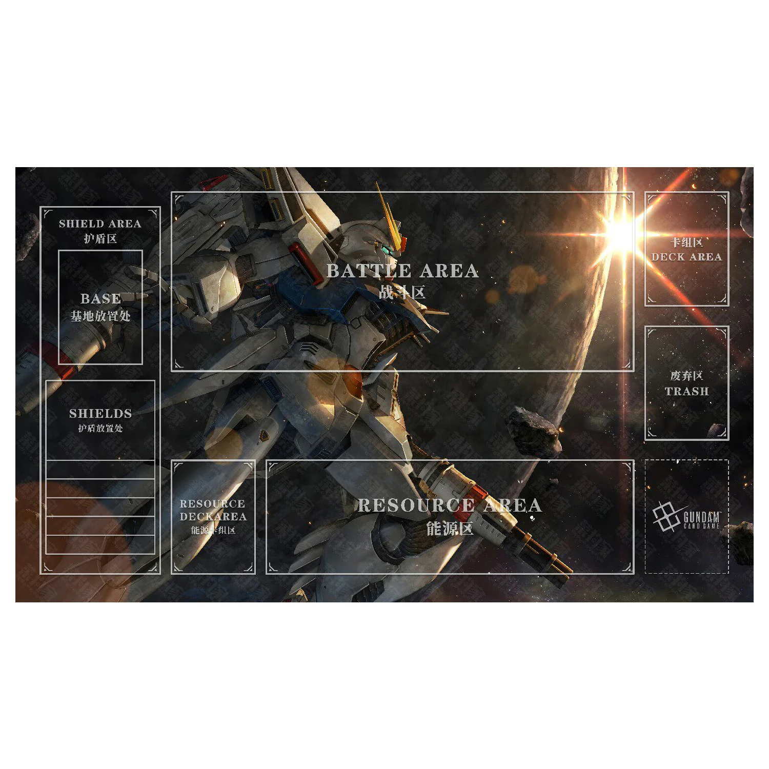 Фото Игровой коврик для карточных игр 600x350x2 мм DIY Gundam GCG TCG F91, для одиночной игры, дуэльный, подарок, игрушка №3