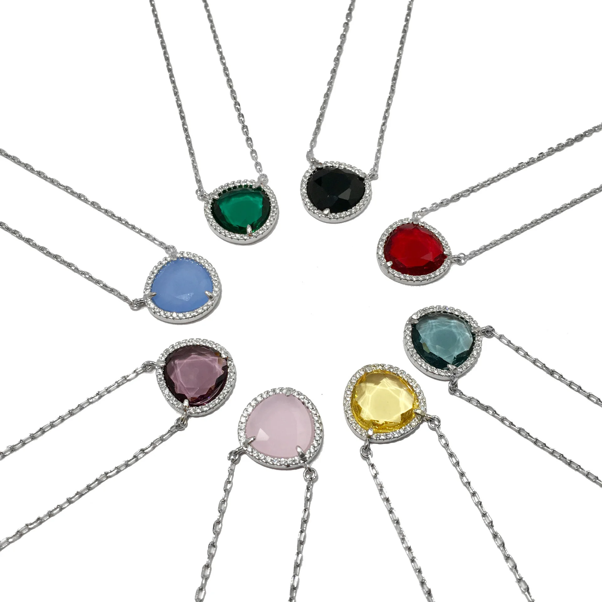 

Колье женское из розового золота, серебра, 8 цветов