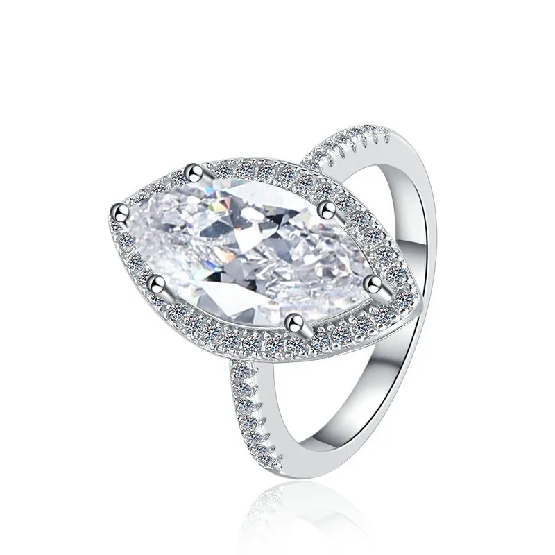 Фото Кольцо Marquise Exaggerated с муассанитом 5 карат, женское платина PT950 — блестящий бриллиантами, уникальная маркиза, изысканное платиновое ремесло №5