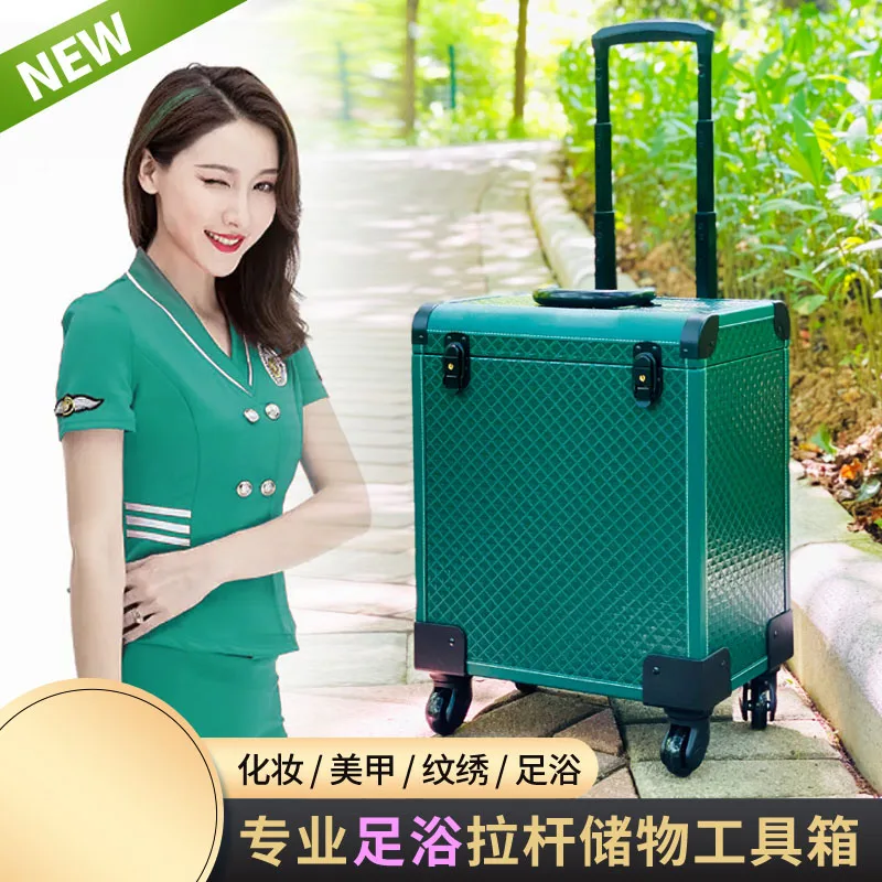 Professional Makeup Suitcase Women's Hand Large Capacity Organizer Luggage Trolley Case Manicure Cosmetic Boxes With Wheels