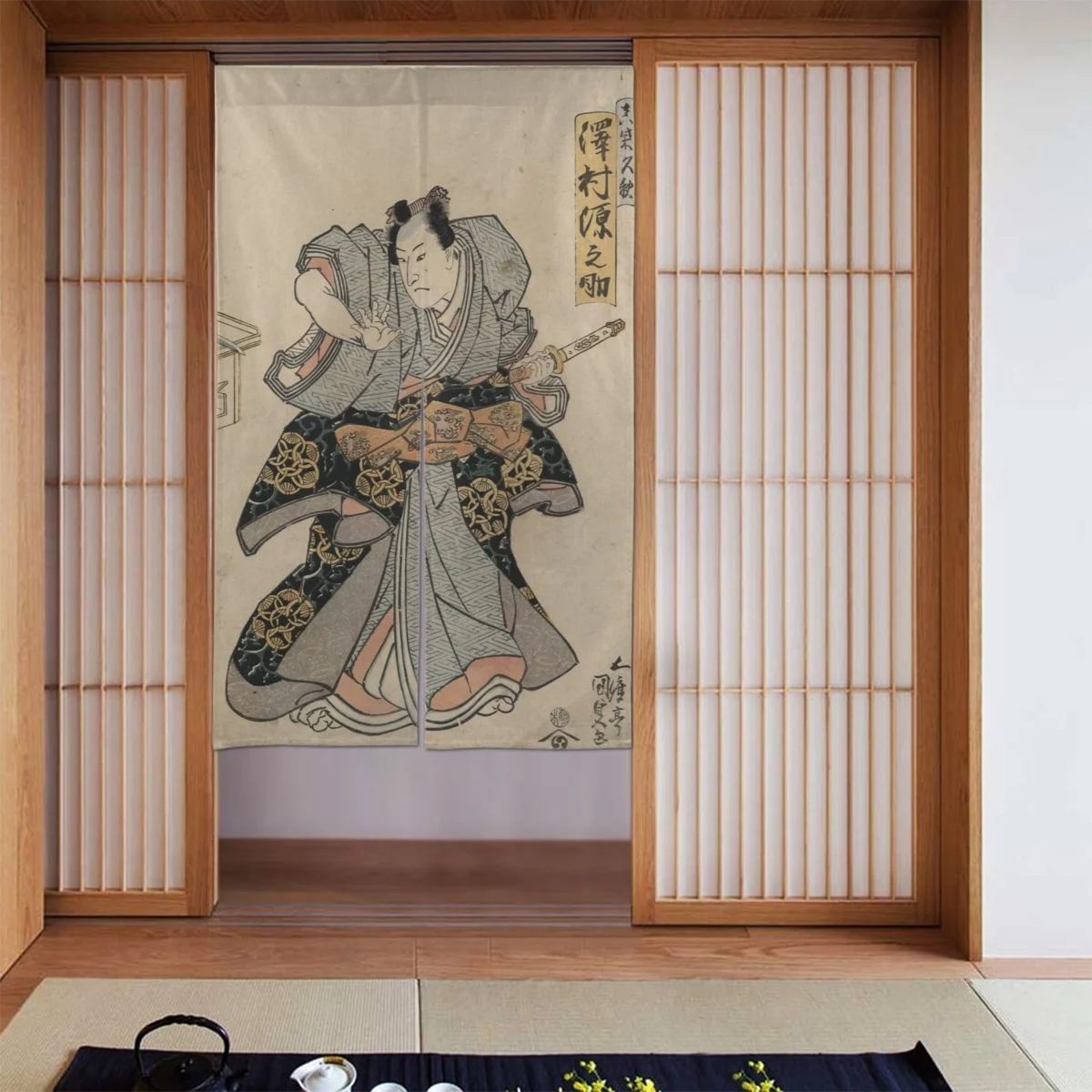 

Ukiyo-e Japanese Door Curtain Traditional Painting Partition Curtain Cotton Linen Curtain Panels for Doorway Toilet Decorations