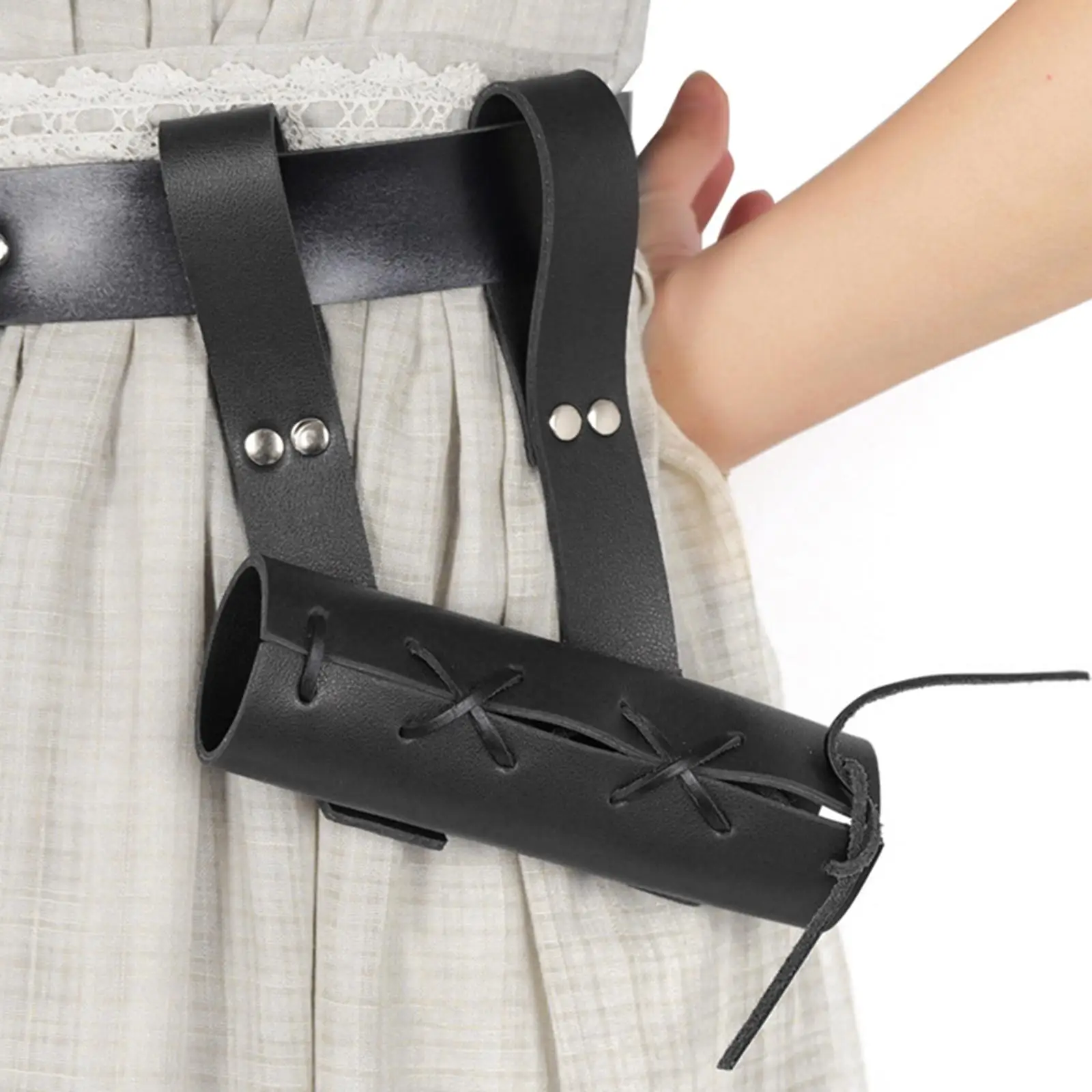 

PU Leather Belt Sheath Knight Cosplay Waist Scabbard for Medieval Events Stage Performances Cosplay Theme Parties