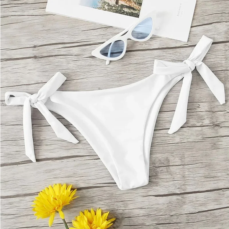 

Sexy Bikini Bottoms Swimwear Womens Swimsuits Push-Up Cheeky Thong Bathing Suit Brazilian Beach Side Tie Underwear