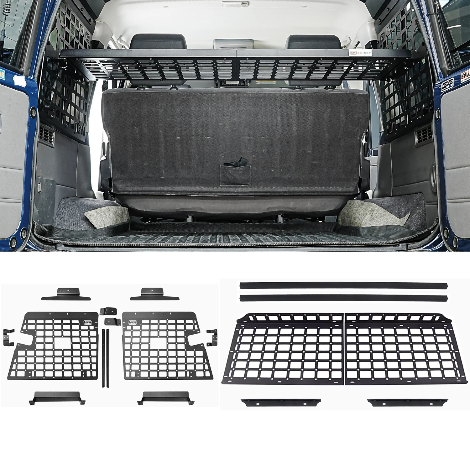 Фото Для Toyota Land Cruiser 76 LC76 2025 Molle панель задний багажник для хранения модульная боковая панель центральная полка на крышу комплект органайзера для груза №1