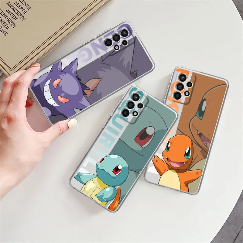 

Clear Case for Samsung Galaxy A52 A12 A21s A51 A70 A32 A31 A22 A13 A72 A40 A30 A23 A13 A02 Phone Cover Pokemon Pikachu Gengar