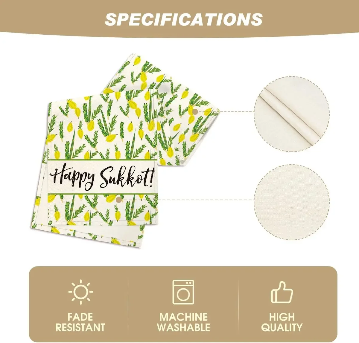 Happy Sukkot Etrog льняная скатерть настольное украшение sukka еврейский праздник Осенний