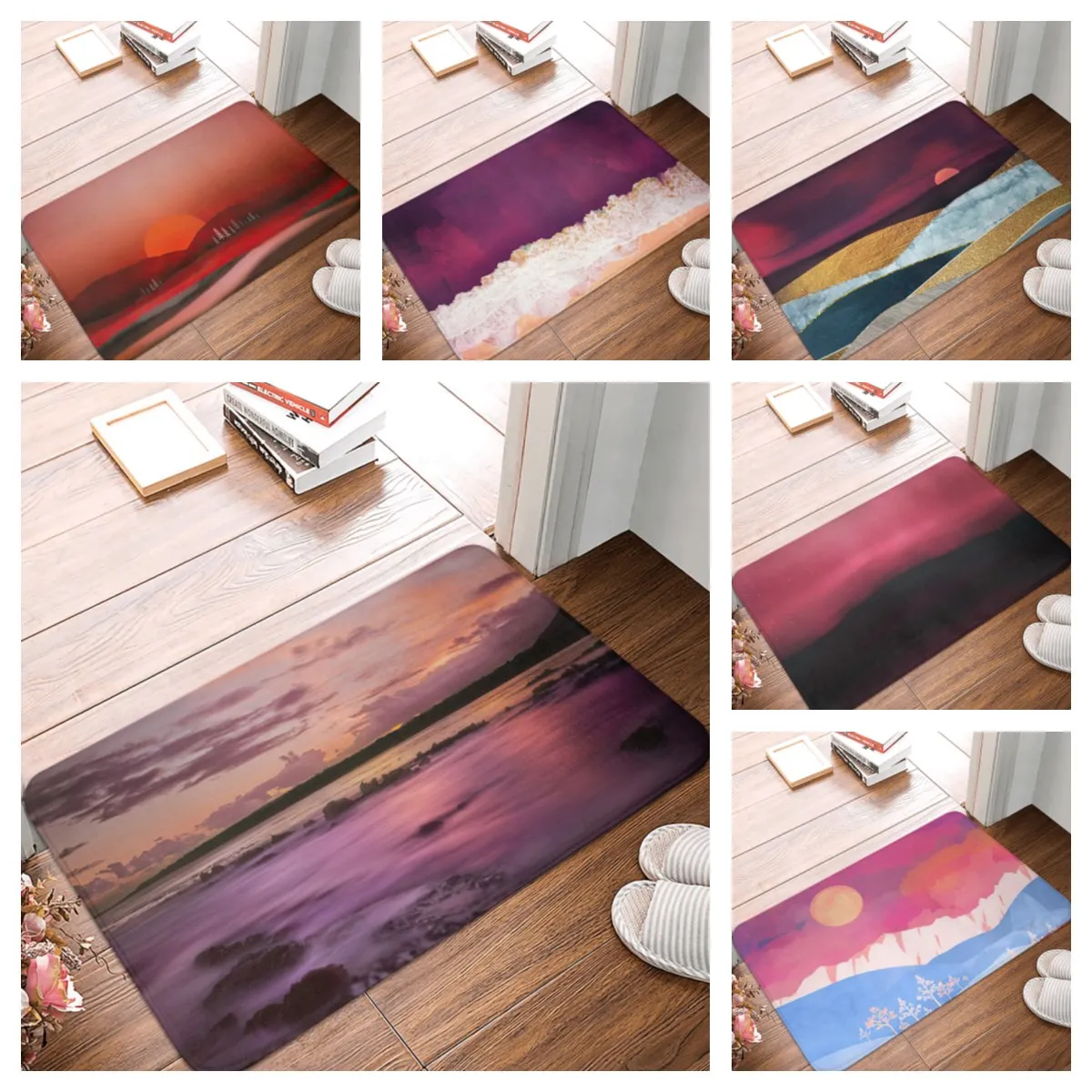 

Natural Scenery Non-Slip Bathroom Mat purple Forest Plants Flowers Mountain Indoor Doormat Rug Absorbent Home Carpet