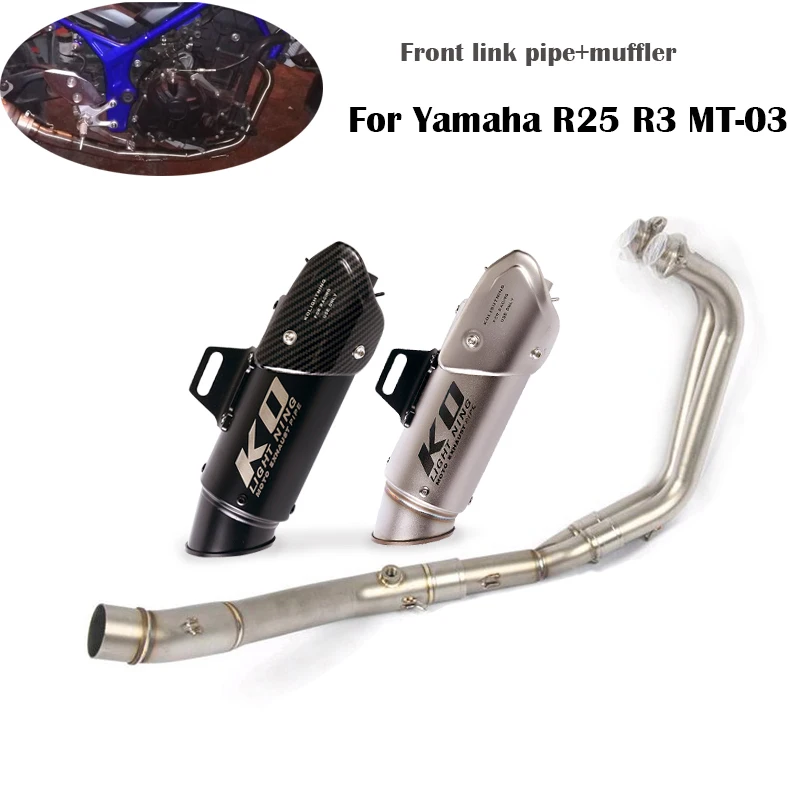

51MM Motorcycle Exhaust Pipe Mid Connect Link Tube Muffler Tail Tip Baffler Removable DB Killer Slip-On For Yamaha YZF-R3 R3 R25