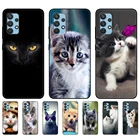 Черный чехол из ТПУ для Samsung galaxy A12, A22, A22S, A32, A42, A52, A72, 4g,  S21 PLUS, ультра задняя крышка, милый кот, животное
