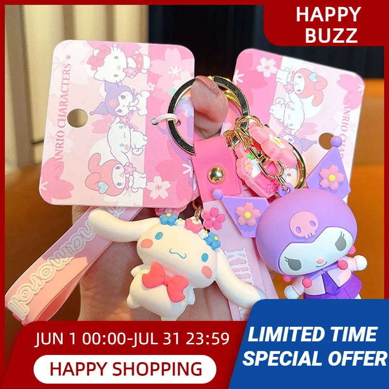 

Sanrio Keychain Cherry Blossom Series Cute Bag Pendant Pink Kuromi Melody Cinnamoroll Hello Kitty Car Key Accessories Gifts