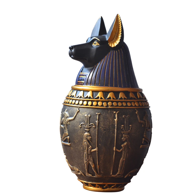 

ANCIENT EGYPT CAT GOD CANOPIC JAR STORAGE FIGURINES PHARAOH SAINT RESIN ART&CRAFT HOME DECORATION R967