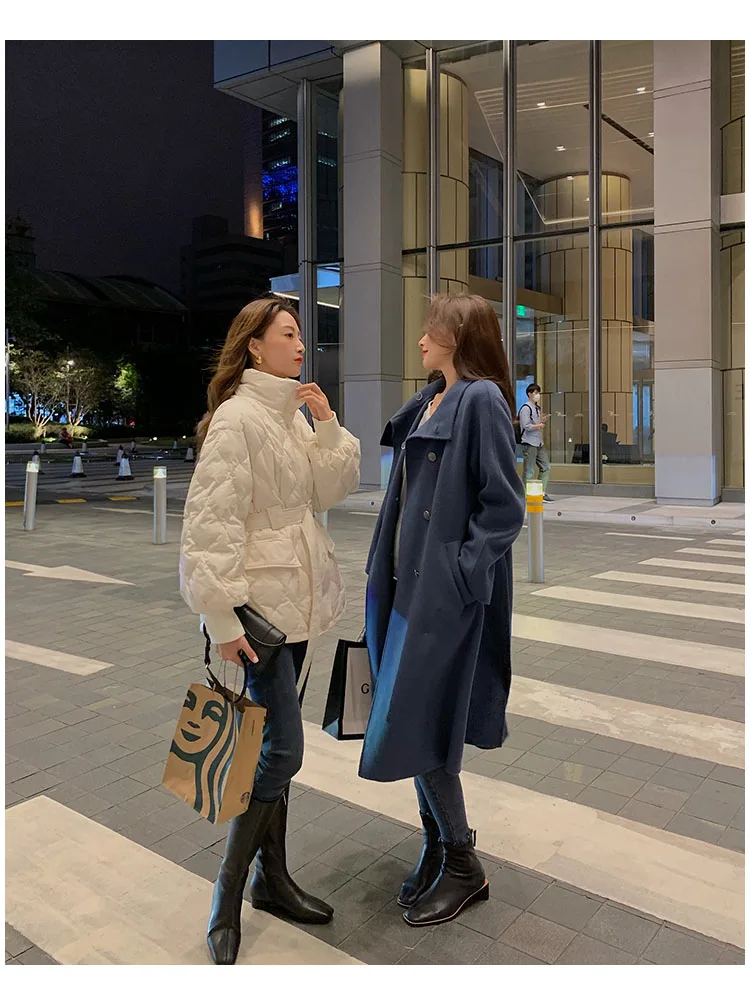 Women Dress Autumn and Winter New Style Elegant Thin Waist Korean Winter Jacket Short Bread Jacket Down Cotton Jacket Women