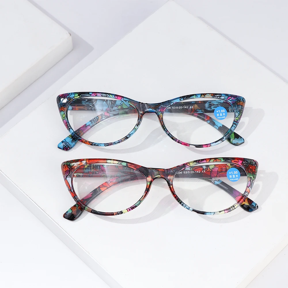 

Fashion Floral Cat Eye Reading Glasses Women Anti Blue Light Computer Presbyopic Eyeglasses Diopter +1.0 1.5 2.0 2.5 3.0 3.5 4.0