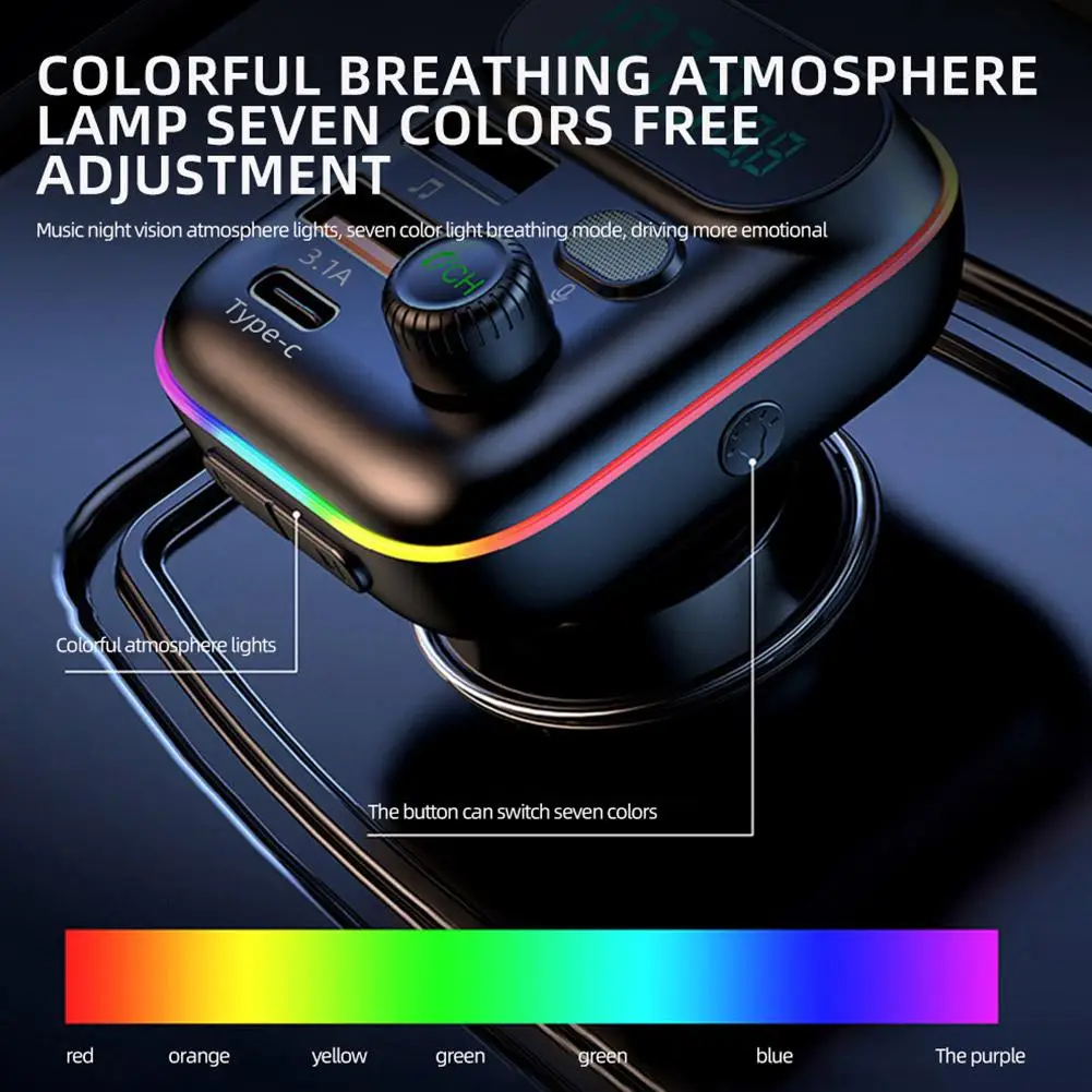 

2023 Автомобильный Bluetooth 5,0 FM-передатчик QC3.0 PD Тип Mp3 окружающая гарнитура 18 Вт Зарядное устройство USB-плеер Автомобильная двойная C зарядка Телефон I8Q4