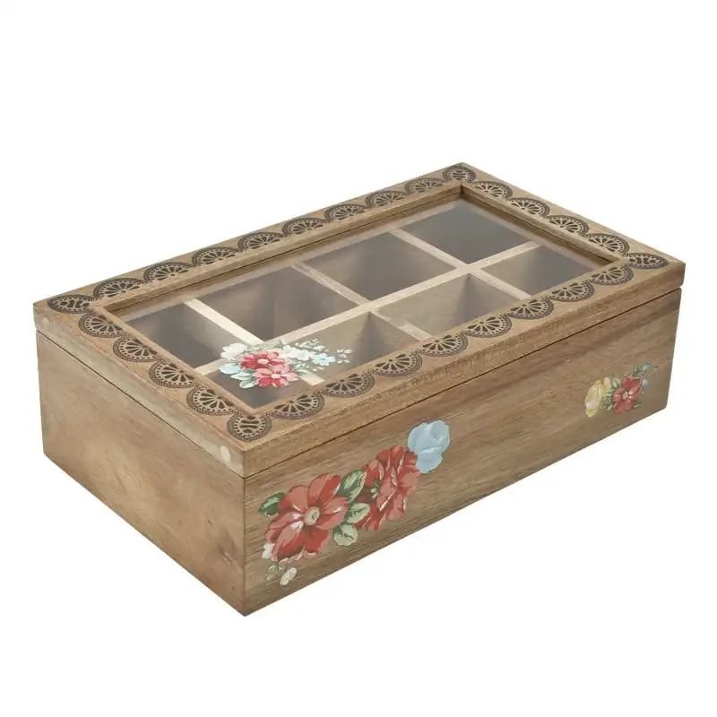 

Floral 12.44-Inch 8 Compartment Tea, Spice Holder