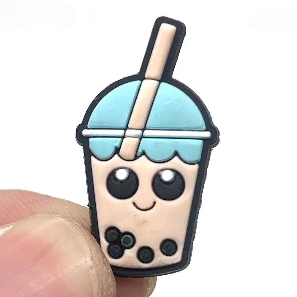 10pcs Cute milk tea Series Shoe Charms For Croc Sandals Unisex Shoe Decoration Kids