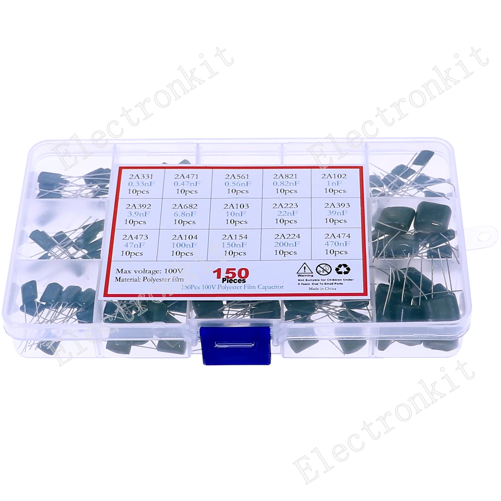 Набор конденсаторов из полиэстера 150 в 15 значений 2A331 2A471 2A561 2A102 2A392 2A103 2A223 2A473 2A104