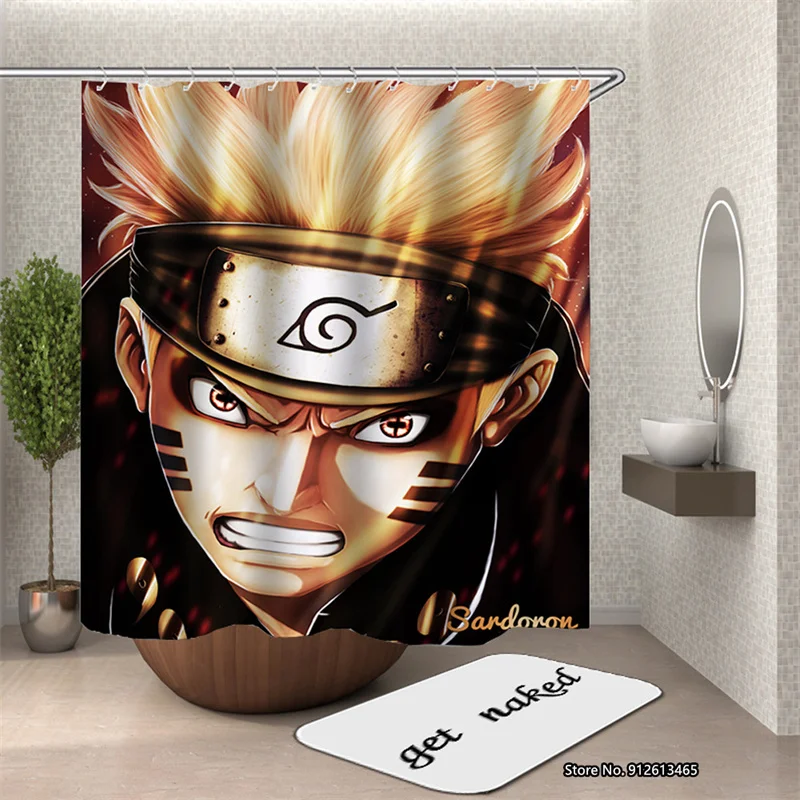 

Naruto Design Shower Curtain Cartoon Image Children Baby Bathroom Decoration Bath Mat Toilet Mat Blanket