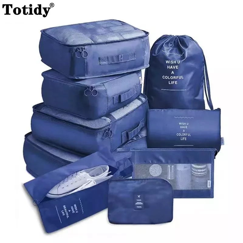 

9 pcs/Set Travel Organizer Storage Bags Suitcase Packing Set Storage Cases Portable Luggage Organizer Clothes Shoe Tidy Pouch
