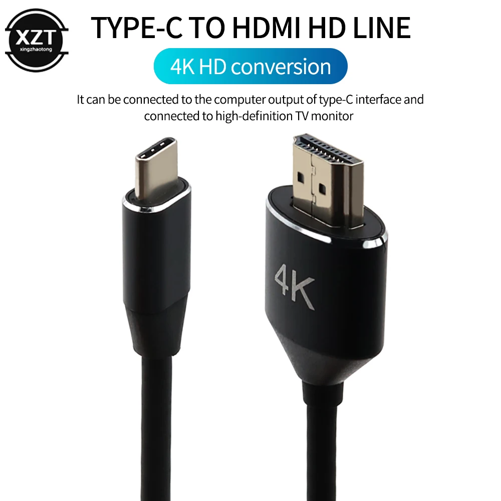 USB Type-C HDMI-compatible 4K Type C to HDMI-compatible Cable Adapter Same Screen Cable Phone with TV HD Monitor 1080P