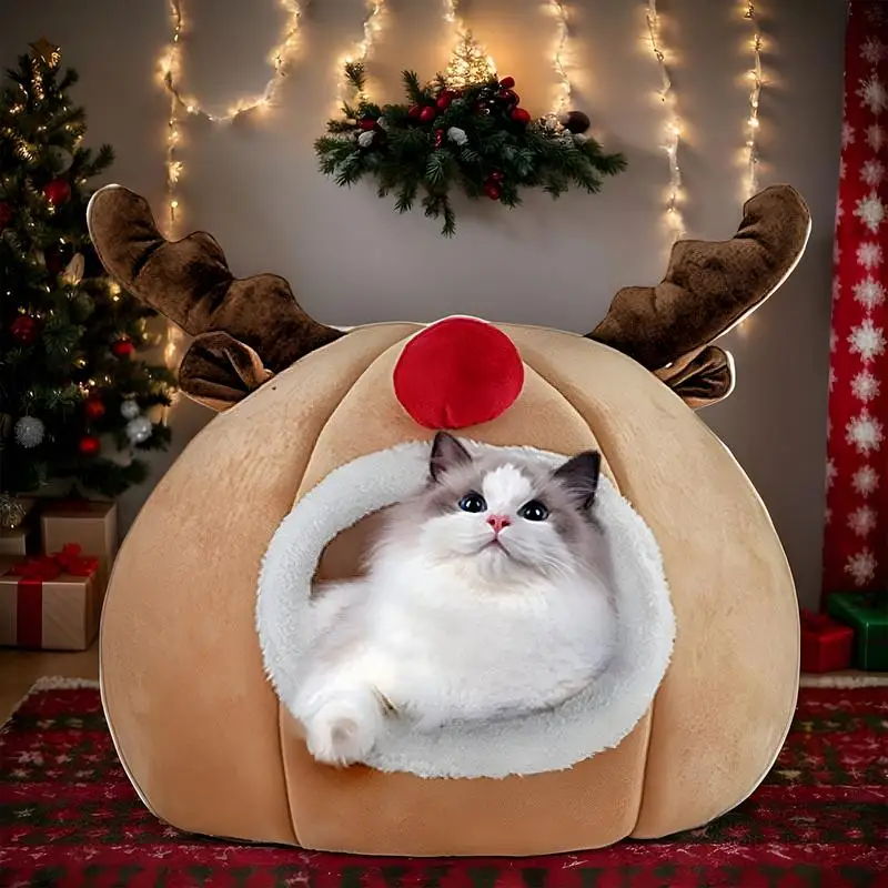 Кровать для кошек Рождественские товары домашних животных зимних домиков Теплая