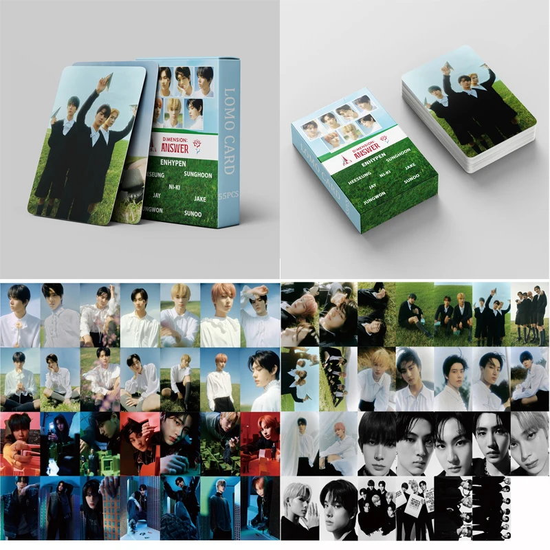 

55Pcs/box Kpop ENHYPEN DIMENSION : ANSWER Photo Album Lomo Cards for Fans Collection Idol Gift EN Photocard Double Print