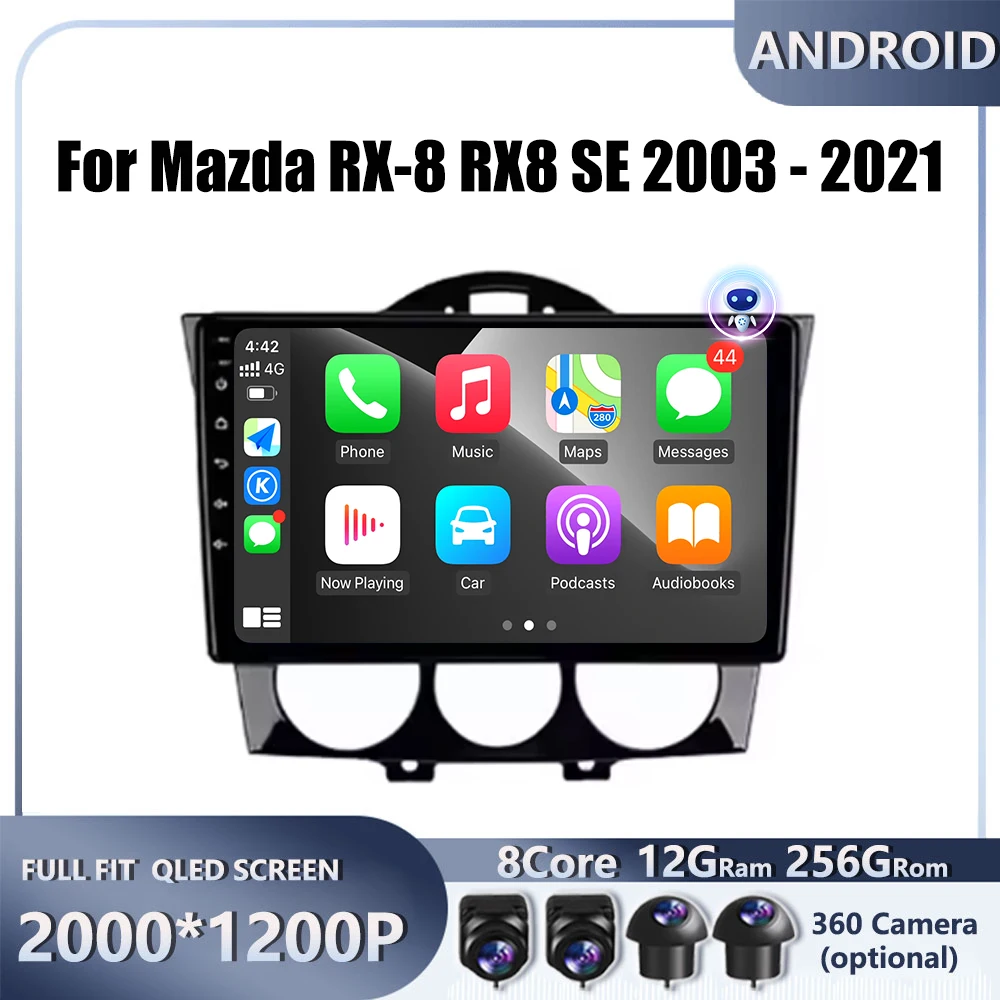 Для Mazda RX-8 RX8 SE 2003 - 2021 автомобильный 4G Android OS Радио стерео Мультимедийный видео GPS