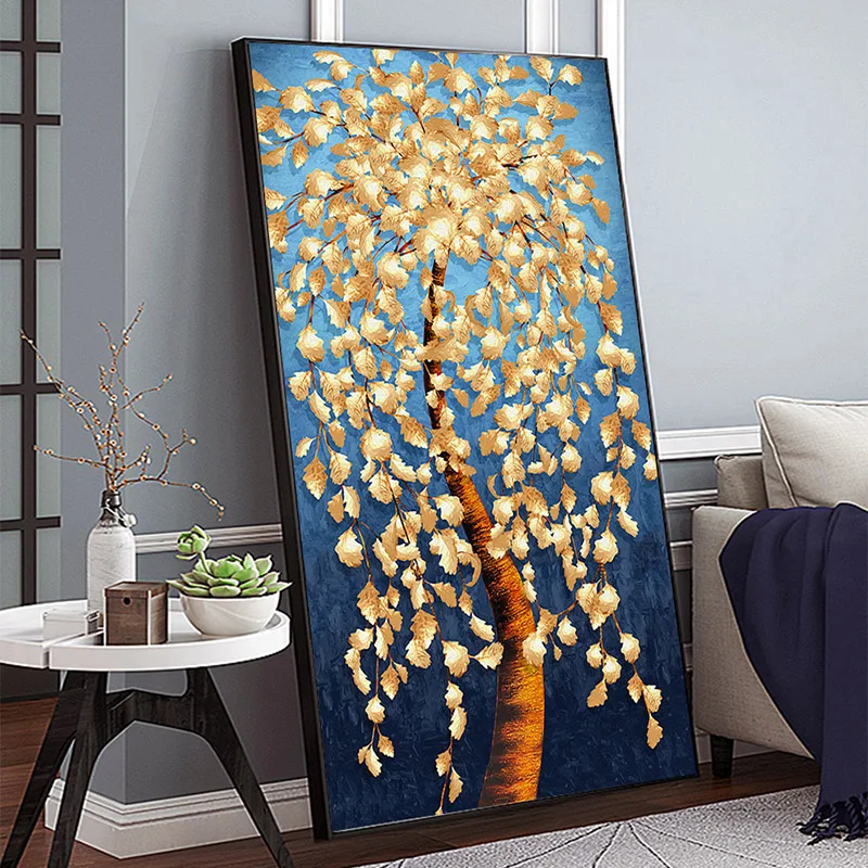 Алмазная вышивка большого размера абстрактные богатые золотые листья и деньги