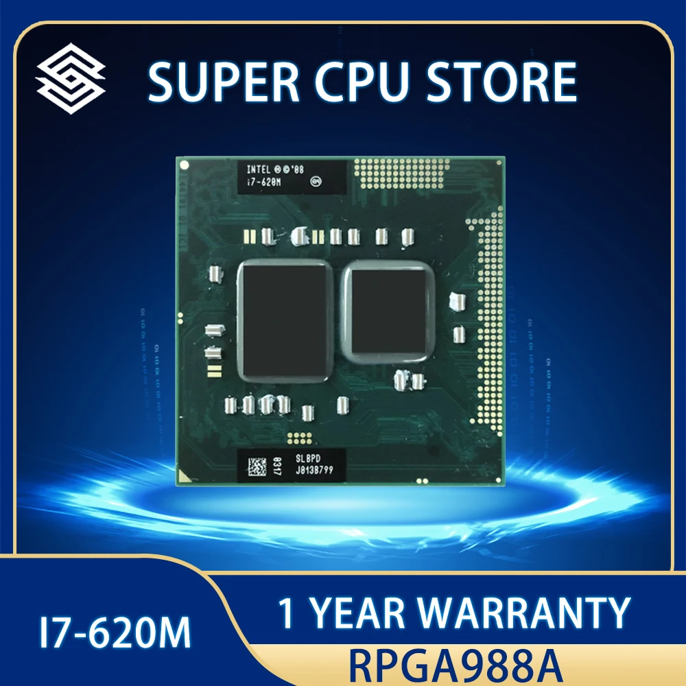

Процессор Intel Core i7-620M i7 620M SLBTQ SLBPD 2,6 ГГц двухъядерный четырехпоточный ЦПУ процессор 4 МБ 35 Вт Разъем G1 / rPGA988A