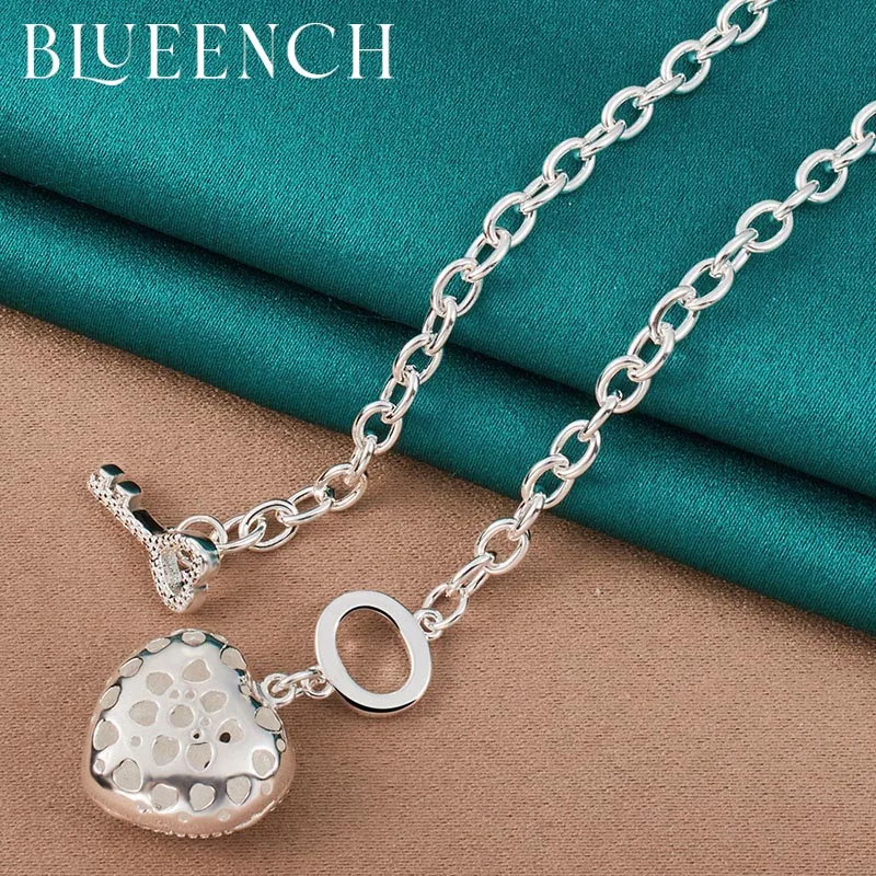 

Blueench 925 Sterling Silver Heart Peach Pendant Key OT Buckle Necklace for Women Proposal Wedding Fashion Jewelry