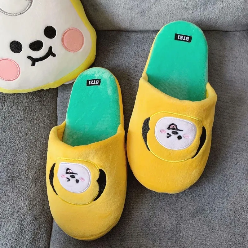 Фото Новые BT21 koya RJ Shooky mang chimmy Dad Cooky, ценные домашние тапочки для пар, милые теплые тапочки с героями мультфильмов №4