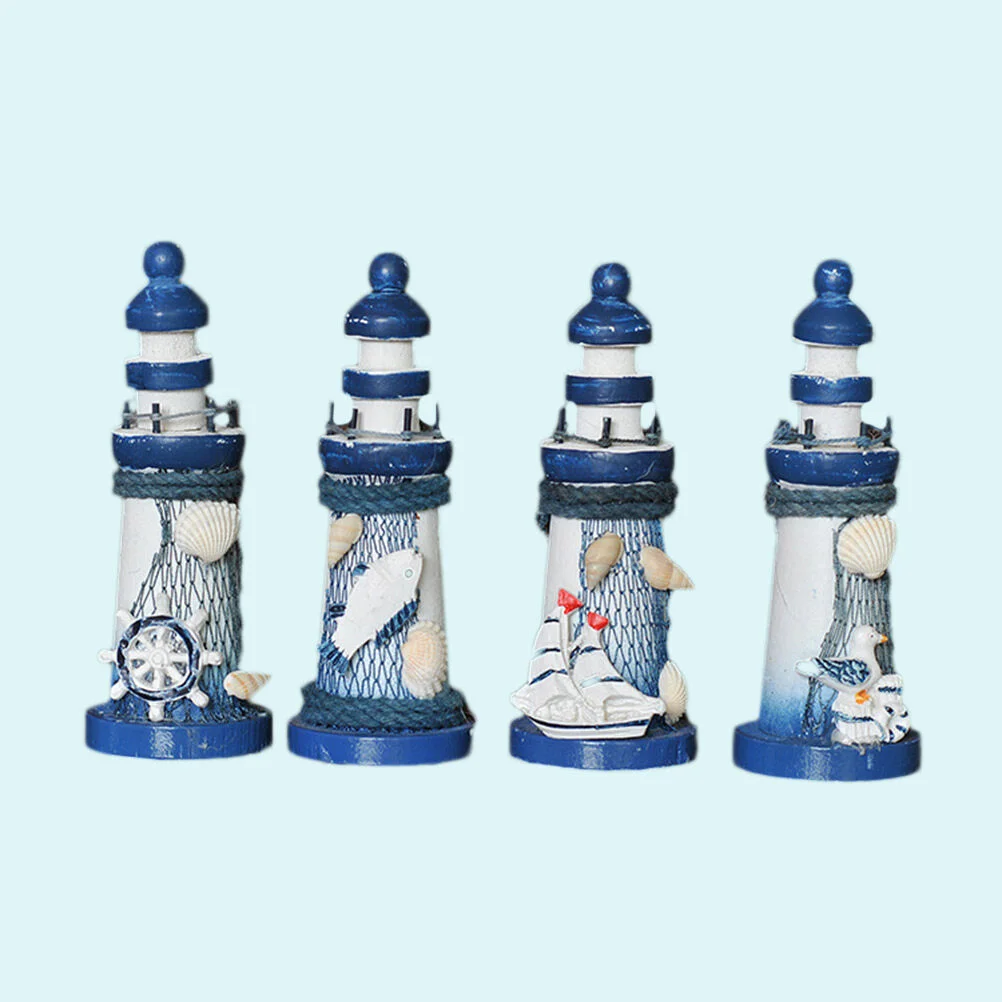 

Wooden Lighthouse Decor Handcrafted Nautical Lighthouse Wood Lighthouse Figurine Mediterranean Tabletop Centerpieces Beach